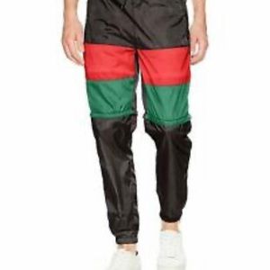 NWT Southpole zip off leg track pant red /grn -M